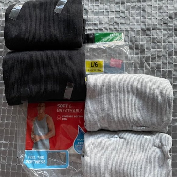 HANES Other - Hanes 4 tagless tanks tops 2 gray and 2 blacks size L